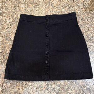 Forever 21 black canvas mini skirt with button detailing size s